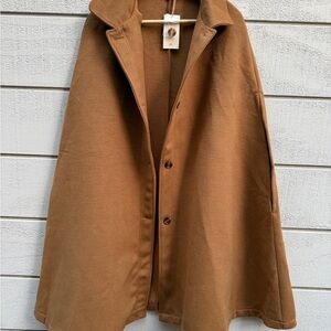RIOHAS Tan Camel cape sleeve coat